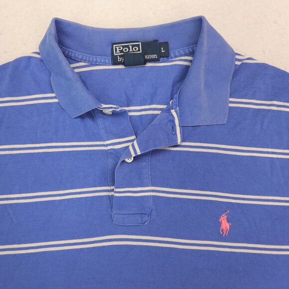 Polo by Ralph Lauren Collared Short Sleeve Polo Shirt Mens Size Large L Blue - Picture 1 of 9